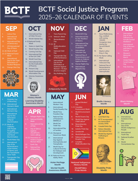 BCTF Social Justice Calendar 17x22 (EN & FR)